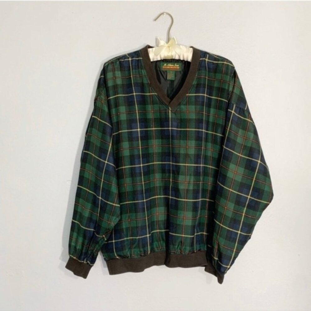 MCADAMS SCOTT Vintage Tartan Plaid Silk Blend Lined Gold Pull Over Size Medium